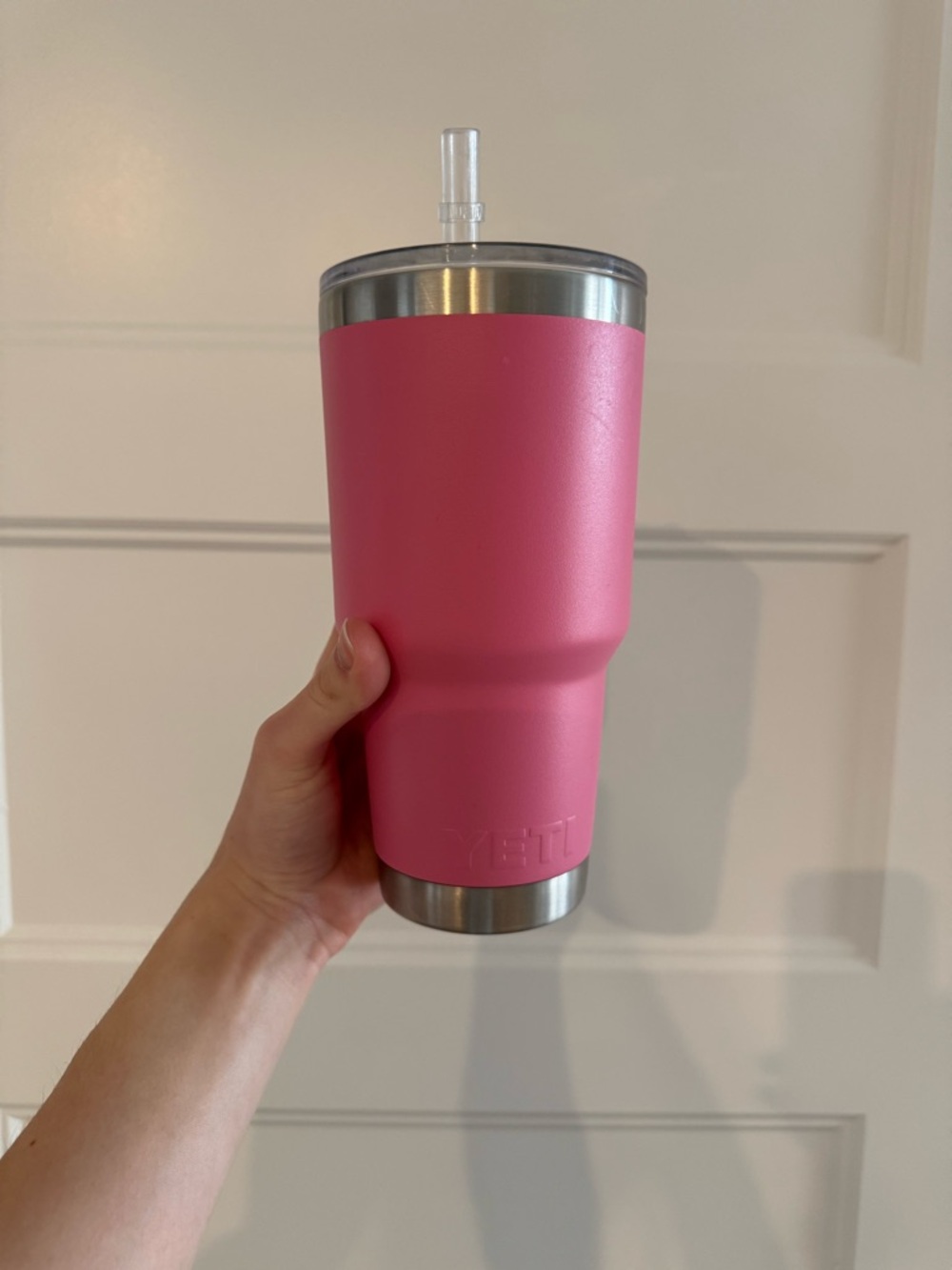 30oz Yeti Pink Stainless Steel Travel Tumbler Interchangeable Lids